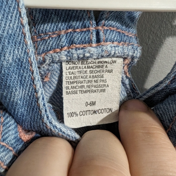 Vintage Born 2B Wild baby girl blue jean overalls size 0-6 months - Picture 8 of 8